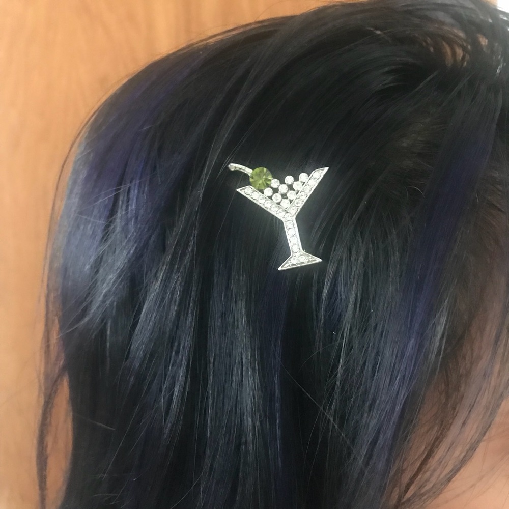 Martini hair clip 1.25”